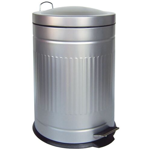 Metal "step"bin 20L satin silver (removable liner)