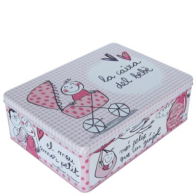 Caja metálica "la caixa del bebè" rosa