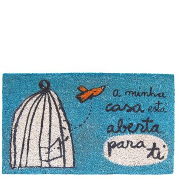 Paillasson "a minha casa aberta" bleu