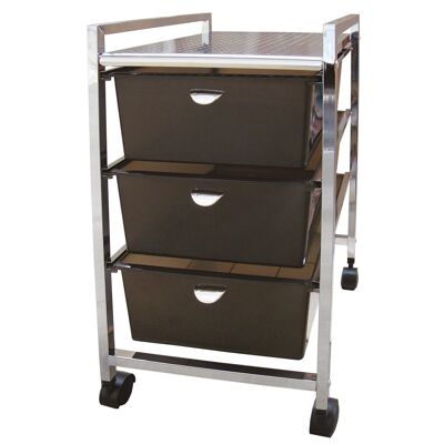 Wide 3 black drawer cart