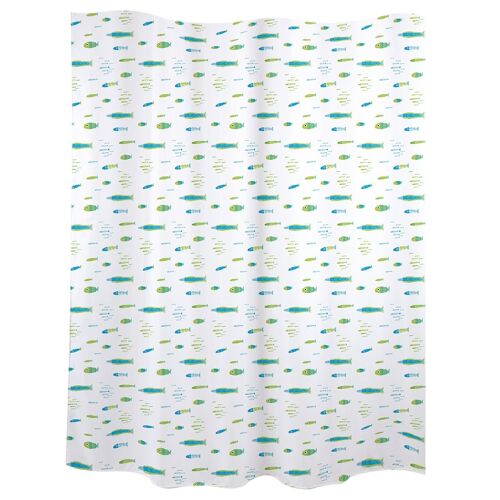 Bath curtain "fish" blue & green polyester