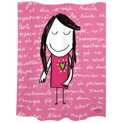 Badevorhang "Mädchen mit Herz" rosa Polyester