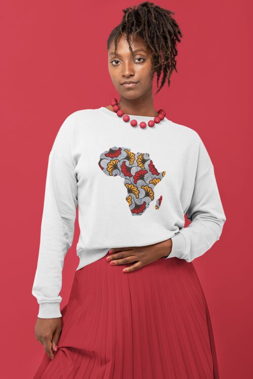 Crewneck blanc -Unisexe "Map Africa Fleur"