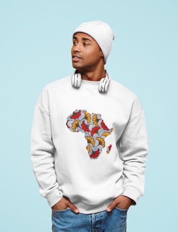 Crewneck blanc -Unisexe "Map Africa Fleur" 2