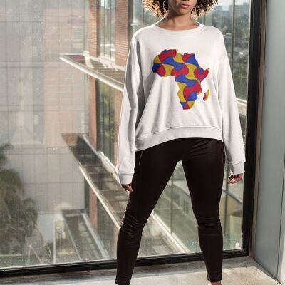 Crewneck blanc -Unisexe - "Map Africa Color"