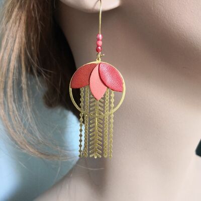 2 paires de boucles d'oreilles en cuir - 2 coloris différents