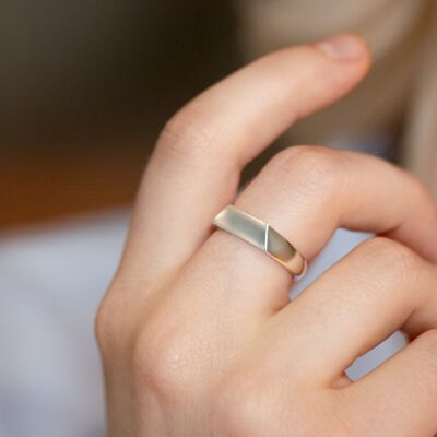 Faceted signet  ring