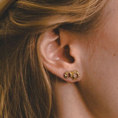 14K gold double seashell earrings