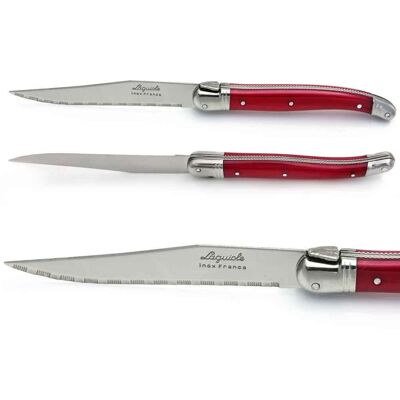 Box of 6 Laguiole ABS steak knives in fuschia color