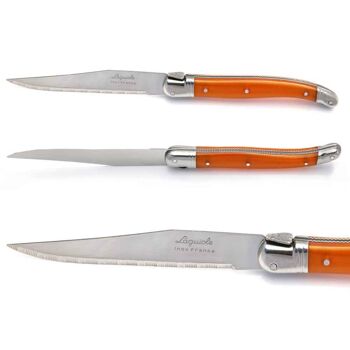 Coffret de 6 Couteaux à steak Laguiole ABS de couleur orange 2