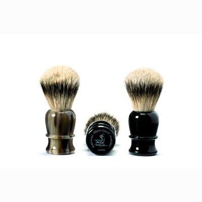 Hand-knotted black horn handle shaving brush