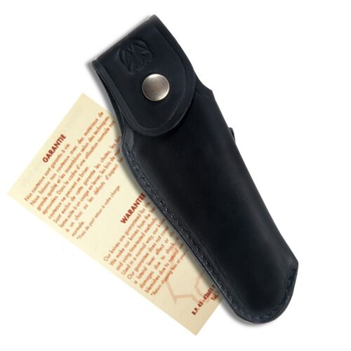 Laguiole manche en bois d'olivier, 11 cm + étui cuir noir