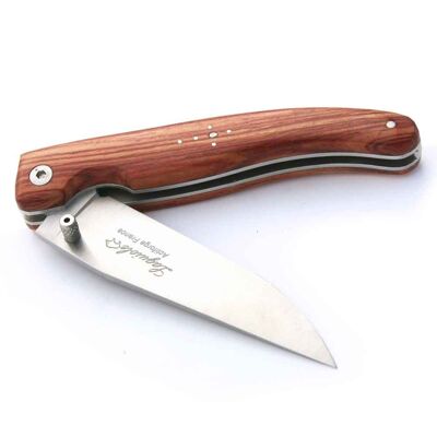 Laguiole liner lock knife in rosewood + leather sheath