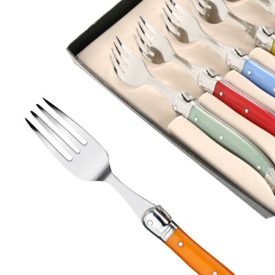 Box of 6 Laguiole forks assorted colors