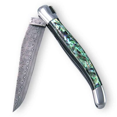 Laguiole Freimaurermesser Abalone-Griff, Damastklinge