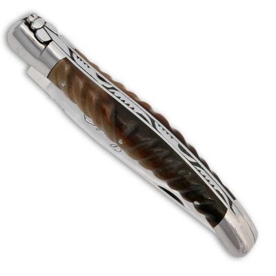 Laguiole-Messer mit Griff aus gedrehter blonder Hornspitze