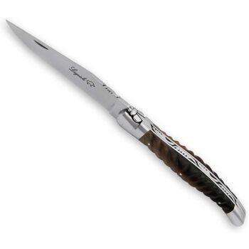 Couteau Laguiole avec manche en pointe corne blonde torsadée 3