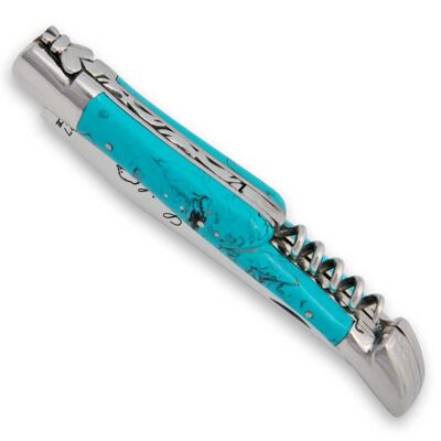 Laguiole knife in Turquoise with corkscrew