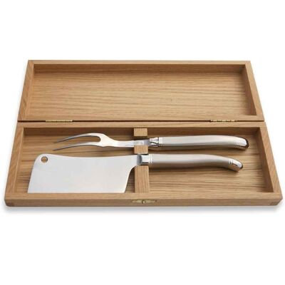 Laguiole Prestige cheese set Forged stainless steel sandblasted finish