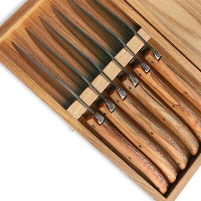 Laguiole steak knives in olive wood full handle