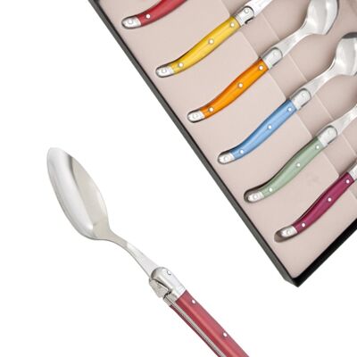 Box of 6 Laguiole coffee spoons assorted colors