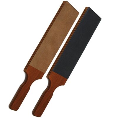 Extra large wood and leather razor leather