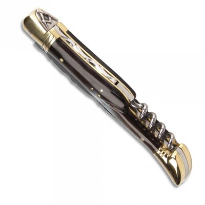Laguiole Freemason knife black horn handle with corkscrew