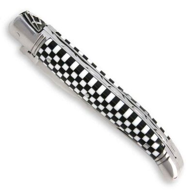 Laguiole Freemason knife black and white checkerboard handle