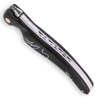 Laguiole bird graffiti knife in ebony and acrylic