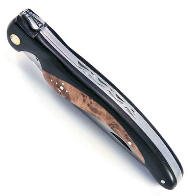 Laguiole bird knife with ebony handle and cedar burl