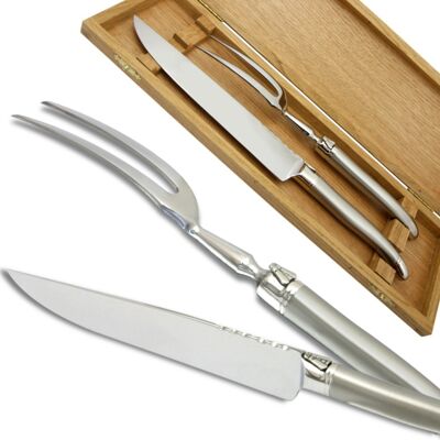 Laguiole Prestige Forged Stainless Steel Carving Set Sandblasted Finish