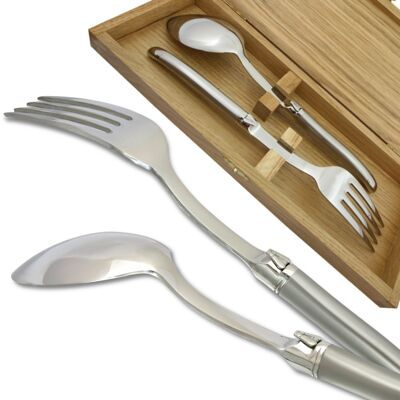 Laguiole Prestige Serving Set Forged Stainless Steel Sandblasted Finish