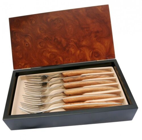 Set 6 Fourchettes Thiers manche en bois d'olivier