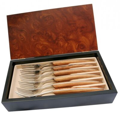 Set di 6 forchette Thiers con manico in legno d'ulivo