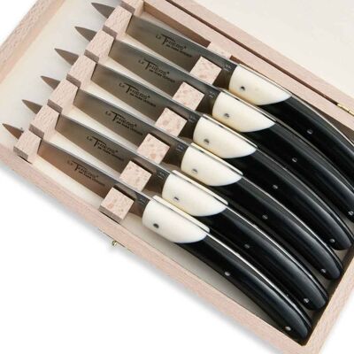 Box of 6 Thiers office knives with two-tone handle