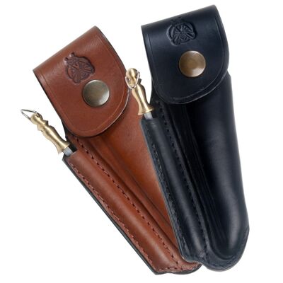 Etui für Laguiole aus geformtem Leder mit Wetzstahl