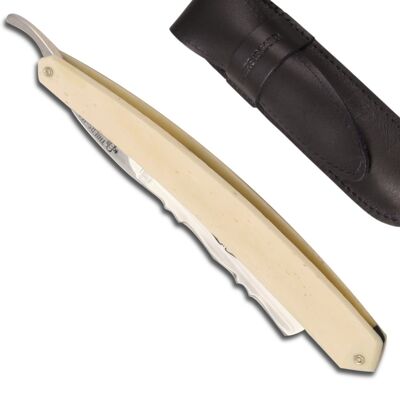 Historical Straight Razor 6/8 Bone Handle - Back of blade with decorative forged pattern
