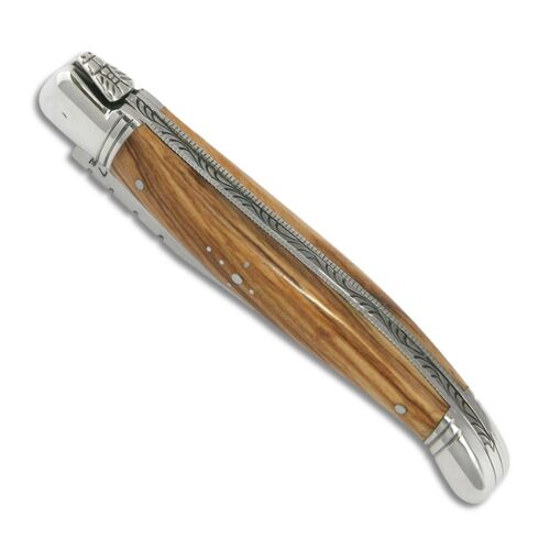 Couteau Laguiole manche en bois d'olivier et mitres en inox