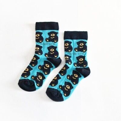 Sun Bear Socks | Kids Bamboo Socks | Aqua Blue Socks