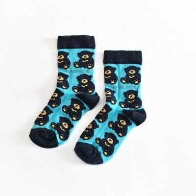 Chaussettes ours du soleil | Chaussettes en bambou pour enfants | Chaussettes Bleu Aqua