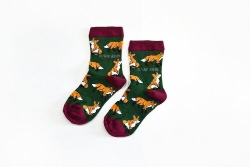 Fox Socks | Child Bamboo Socks | Green Socks | Cheeky Socks