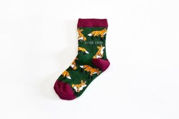 Chaussettes Renard | Chaussettes en bambou pour enfants | Chaussettes vertes | Chaussettes coquines 2