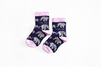 Chaussettes éléphant | Chaussettes en bambou pour enfants | Chaussettes violettes 1