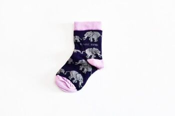 Chaussettes éléphant | Chaussettes en bambou pour enfants | Chaussettes violettes 2