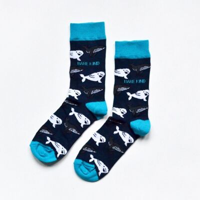 Calcetines de ballena | Calcetines de bambú | Calcetines azul marino oscuro