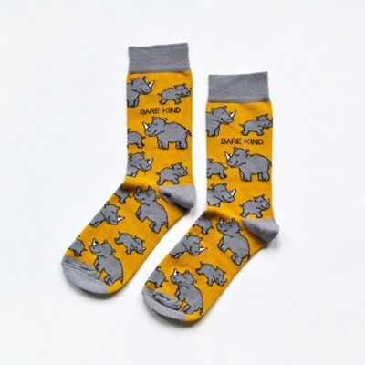 Chaussettes rhinocéros | Chaussettes en bambou | Chaussettes Jaune Moutarde