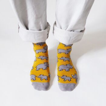 Chaussettes rhinocéros | Chaussettes en bambou | Chaussettes Jaune Moutarde 4