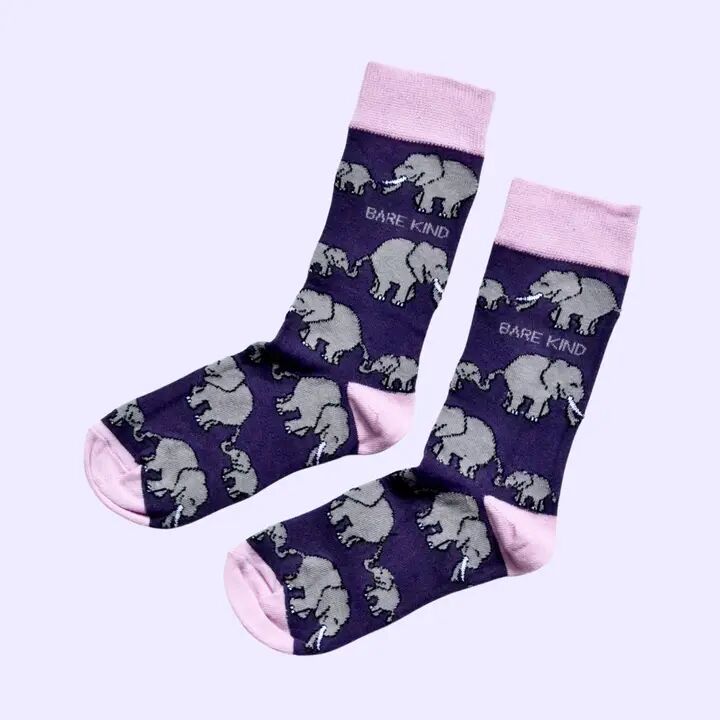 Elephant Socks | Bamboo Socks | Purple Socks
