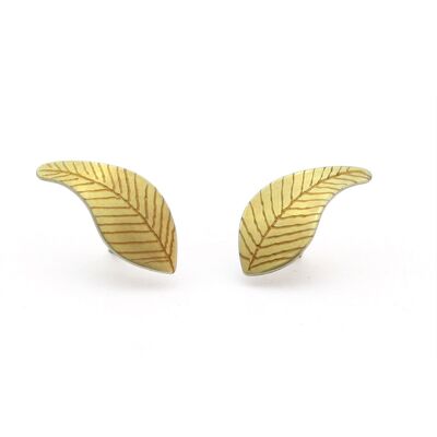 Boucles d'oreilles en titane Leaf Yellow. Très léger et absolument sans allergie! Disponible en 5 couleurs. Fabriqué à la main en France. TT244-7 GE