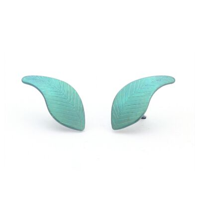 Boucles d'oreilles en titane Leaf Green. Très léger et absolument sans allergie! Disponible en 5 couleurs. Fabriqué à la main en France. TT244-7 GRO